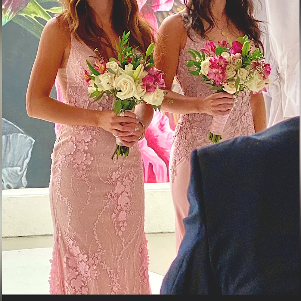 Floral Pink Bridesmaids/ Prom Dresses